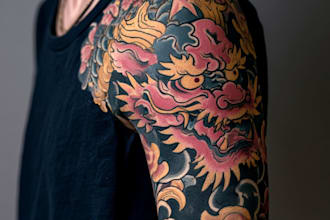 draw custom japanese tattoo artwork with meaningful symbols