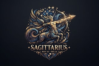 design a powerful and mystical sagittarius logo