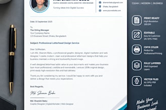 design a professional letterhead with print ready layout