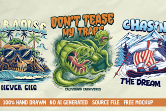 create unique vintage retro illustration for clothing