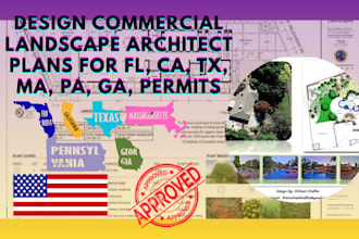 design commercial landscape architect plans for fl ca tx ma pa ga permits