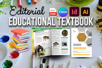 do educational textbook design, canva layout, workbook, worksheet, typesetting