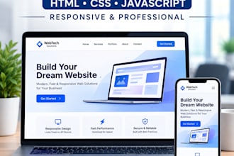 build a responsive website  using HTML CSS javascript