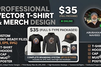 design professional vector t shirts and custom merchandise print ready files