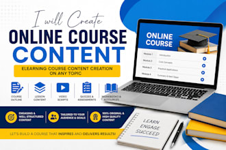 create online course content creation, course content elearning on any topic