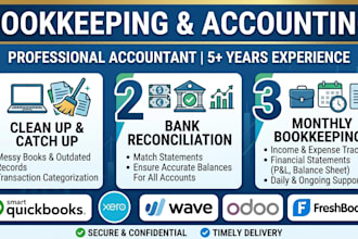 bookkeeping and accounting  quickbooks, xero, wave