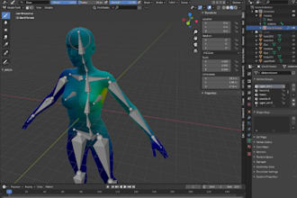 3d model rigging 3d character rig weight paint,  convert vrchat, vrm and vtuber
