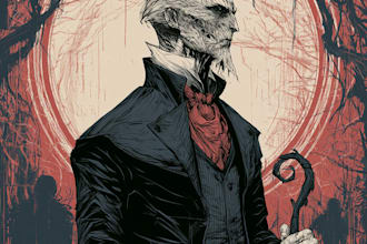 create dark art illustration, horor and skull artwork