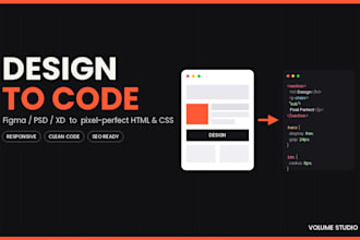 convert figma or adobe xd design to responsive website