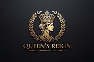 design a luxurious and powerful queen logo for your brand