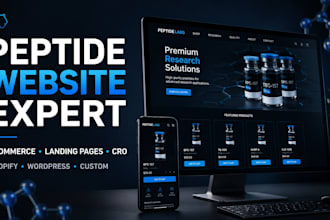 build peptide website, ecommerce store, landing page or research site