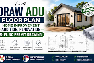 draw adu floor plan, home improvement, addition, renovation fl nc permit drawing