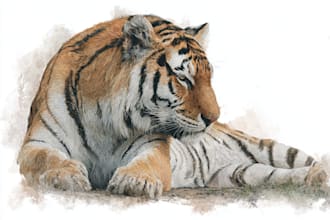 draw realistic animal illustration in watercolor