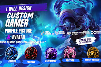 design a custom gamer profile picture and avatar