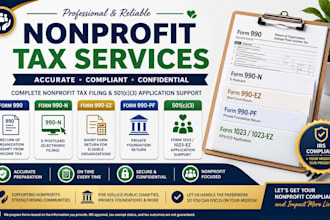 prepare nonprofit 990 n 990 ez 990 pf and 501c3 tax forms