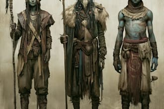 create sci fi, fantasy, horror and fiction character design and concept art
