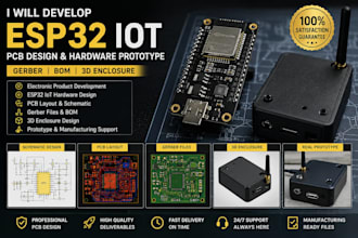 develop electronic product pcb hardware prototype enclosure gerber bom esp32 iot