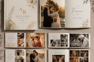 create a modern and elegant wedding album design