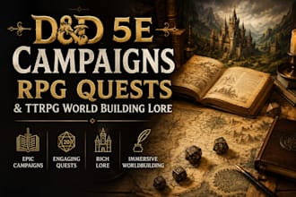 write dnd 5e campaigns, rpg quests, and ttrpg worldbuilding lore