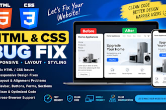 fix HTML CSS bugs and responsive issues on your website