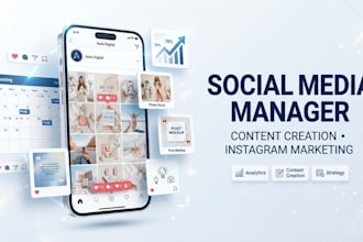 be your socail media marketing content creator intagram marketer brand strategy