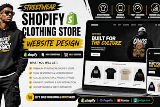 design streetwear website dropshipping fashion store clothing shopify store