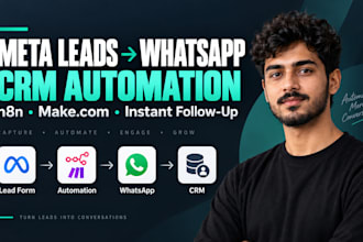 automate meta lead ads to whatsapp CRM with make com or n8n