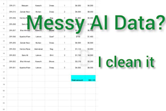 clean messy excel, google sheets and ai generated data