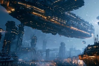 create cinematic space art and sci fi environment illustration