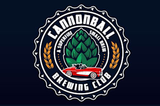 design cannon ball run brew club logo