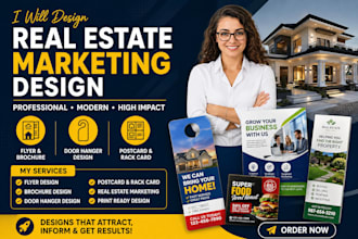 design real estate marketing flyer postcard door hanger brochure graphics