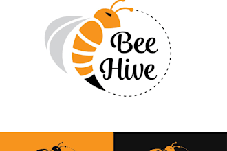 design a colorful illustrative honey bee logo for your brand