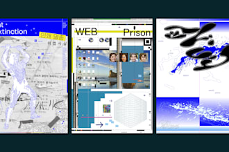 design an artistic exhibition poster and event collateral