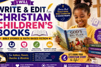 write and edit children bible stories and christian fiction books