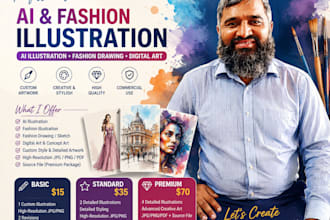 create ai illustration, fashion illustration and digital art
