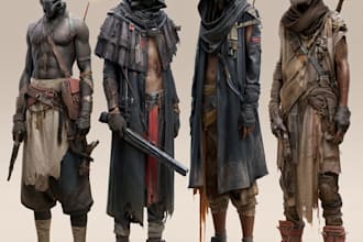 create sci fi, fantasy, horror and fiction character design and concept art