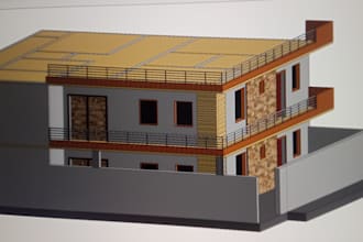 create autocad 2d floor plan and 3d modeling
