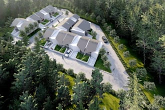 render architecture site plan, master plans, landscape, 2d drawing visualization