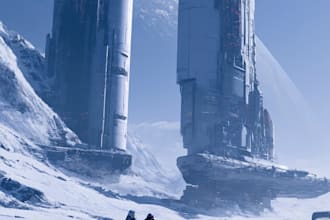 create cinematic space art and sci fi environment illustration