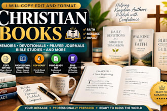 copy edit and format christian books, memoirs and devotionals for KDP
