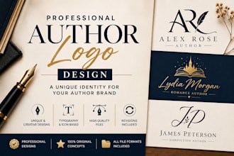 design a professional author logo for writers and authors