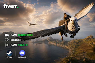 do cinematic video game trailer, game promotion, steam wishlist, steam capsule