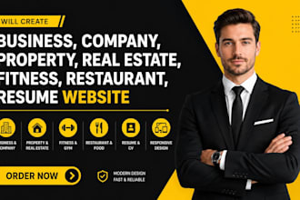 create business company property real estate fitness restaurant resume website