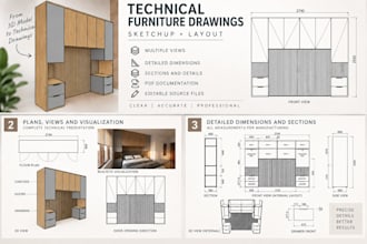 create technical furniture drawings in sketchup layout