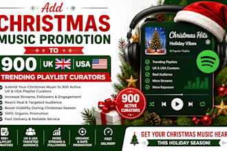 add christmas music promotion to 900 uk usa trending playlist curators