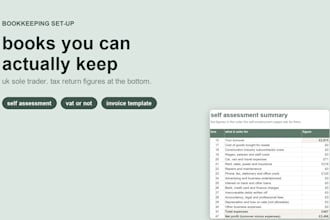 set up your sole trader bookkeeping spreadsheet and invoice template, UK