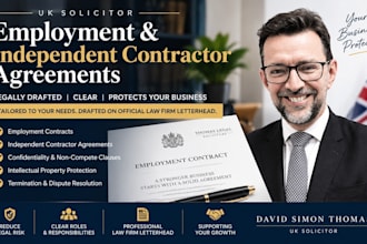 draft employment and independent contractor agreements as a UK solicitor