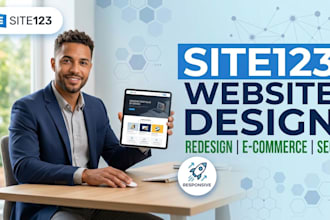 design, redesign or fix site123 website and setup site123 ecommerce store