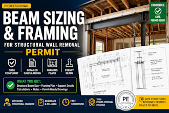 design beam sizing and framing for structural wall removal permit