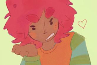 draw a half body of any character in my artstyle